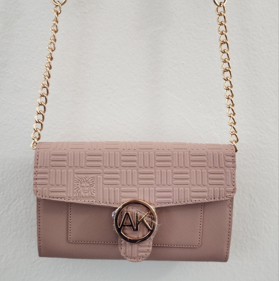 Crossbody Anne Klein Logo Wallet On A Chain Rose Bag - Picture 2 of 16